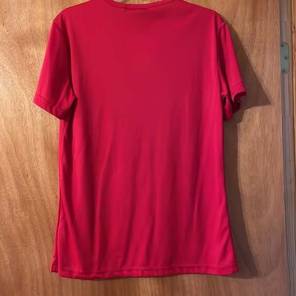 Vintage Haoding DST Brand, 3 buttons, short sleeve, silky soft red shirt (mlb) - Picture 6 of 9